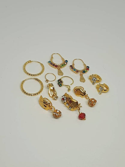 gifts for her | 12 pieces Gold Nose Ring, Indian Nose Ring, Nose Hoop, Indian Nostril Hoop, Moon Jewelry, Crescent Shaped Solid Ring