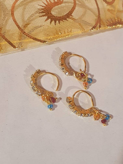 3 Pieces Clear Multi Dangle Stone Nose Ring Boho Nose Ring, Septum Ring, Dainty Nose Ring, Moon Nose Ring Hoop, Moon Nose Ring