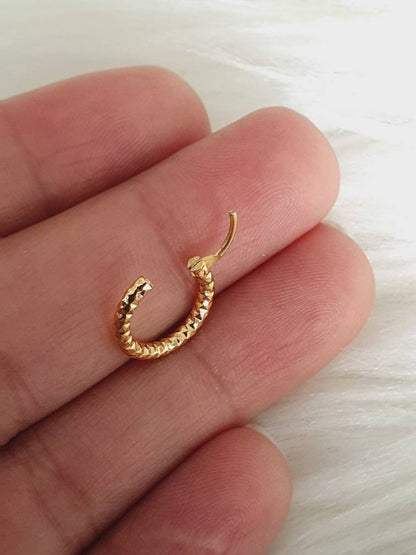 14ct Gold Nose Ring, 10mm Nose Ring Hoop, Septum Ring, Nose Hoop, Septum Jewelry, Unique Nose Ring, Nose Piercing, Nose Stud