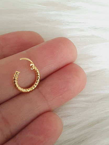 14ct Gold Nose Ring, 10mm Nose Ring Hoop, Septum Ring, Nose Hoop, Septum Jewelry, Unique Nose Ring, Nose Piercing, Nose Stud
