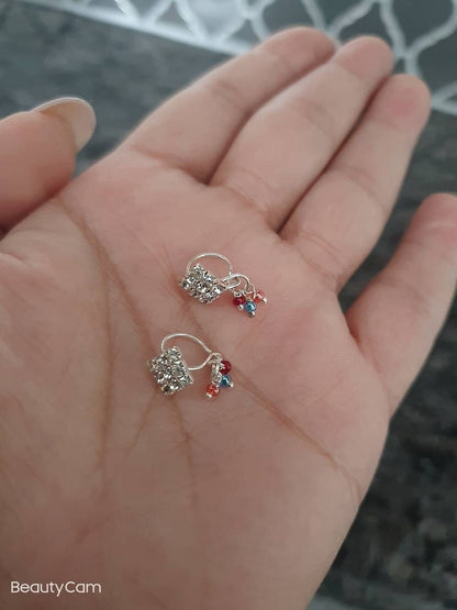 Boho Nose Ring 2 pcs, Septum Ring, Sterling Silver Nose Ring, Dainty Nose Ring, Moon Nose Ring Hoop, Double Nose Ring, Moon Nose Ring