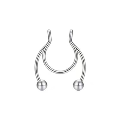 Women Fake Piercing Nose Ring Hoop Septum Non Piercing Nose Clip Rock HipHoop Stainless Steel Magnet Fashion Punk Body Jewelry